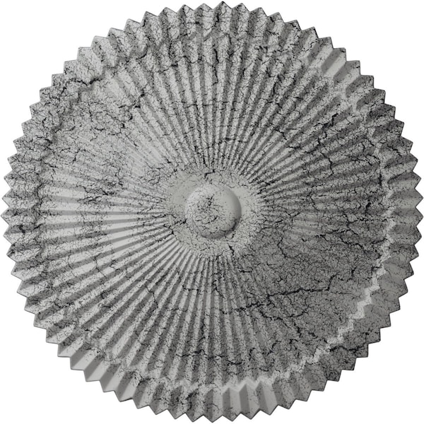 Ekena Millwork Shakuras Ceiling Medallion (Fits Canopies up to 5"), 24"OD x 3"P, Ultra Pure White Crackle CM24SHUWC - main